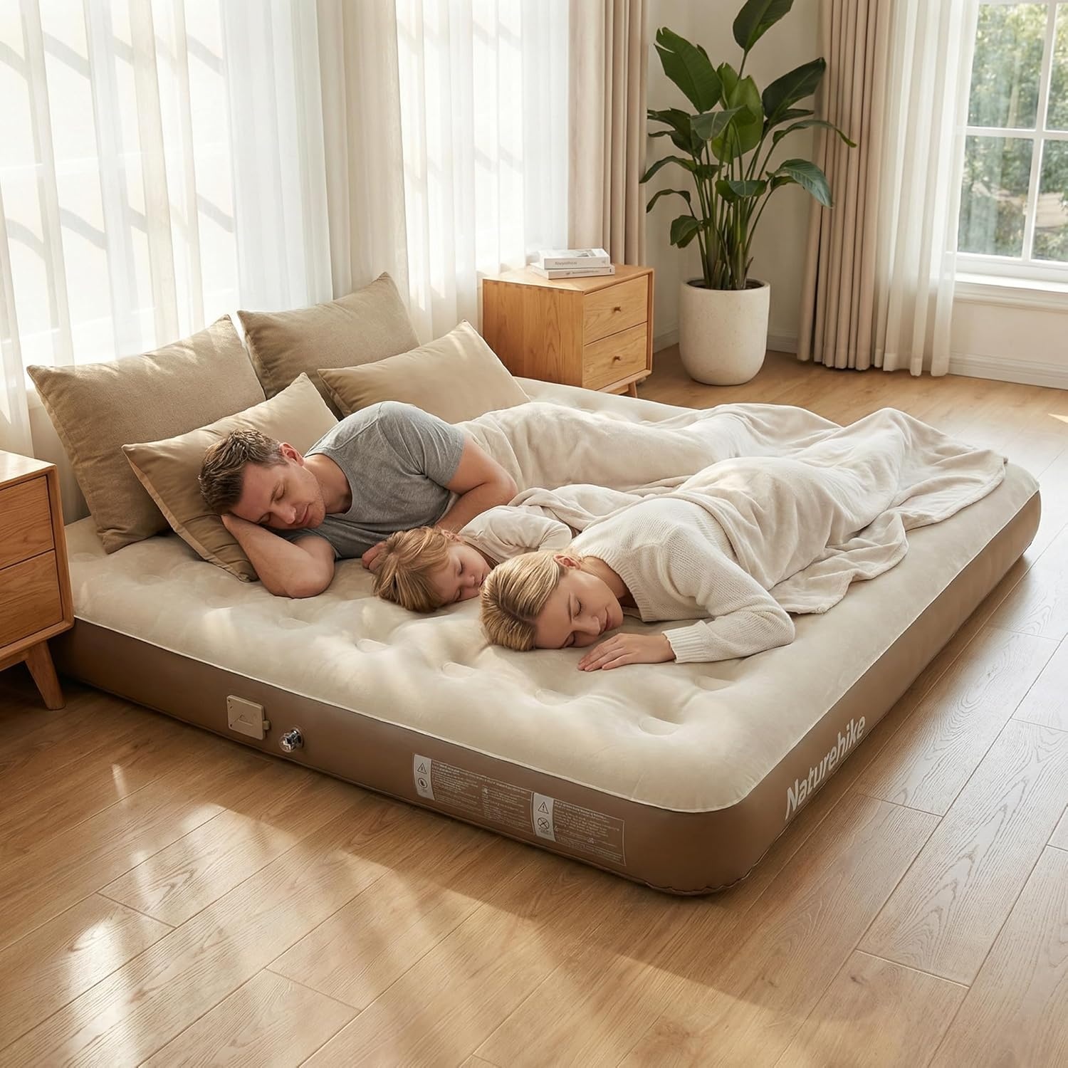 3-Persoons Luchtbed met Ingebouwde Pomp | 213x182x25 cm | 34% Korting