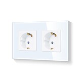 Dubbele Schuko Wandcontactdoos - Gehard Glas - Wit - 33% Korting