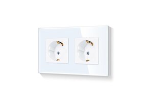 Dubbele Wandcontactdoos Schuko Gehard Glas Wit 16A - 69% Korting