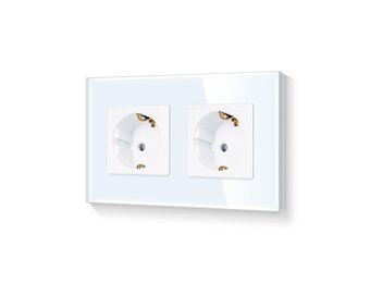 Dubbele Schuko Wandcontactdoos - Gehard Glas - Wit - 33% Korting