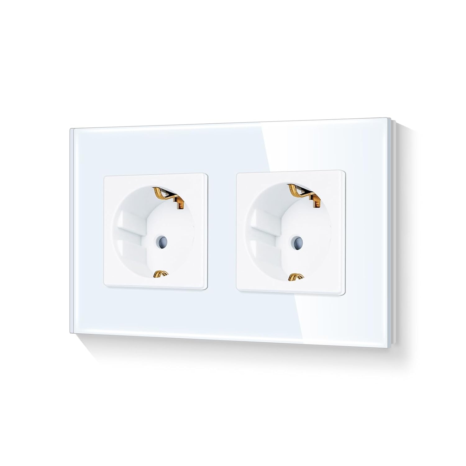 Dubbele Schuko Wandcontactdoos - Gehard Glas - Wit - 33% Korting