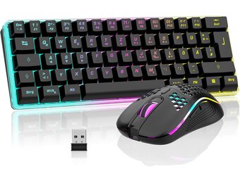 Draadloos Gaming Toetsenbord & Muis Set: 60% QWERTZ, RGB, 29% Korting!