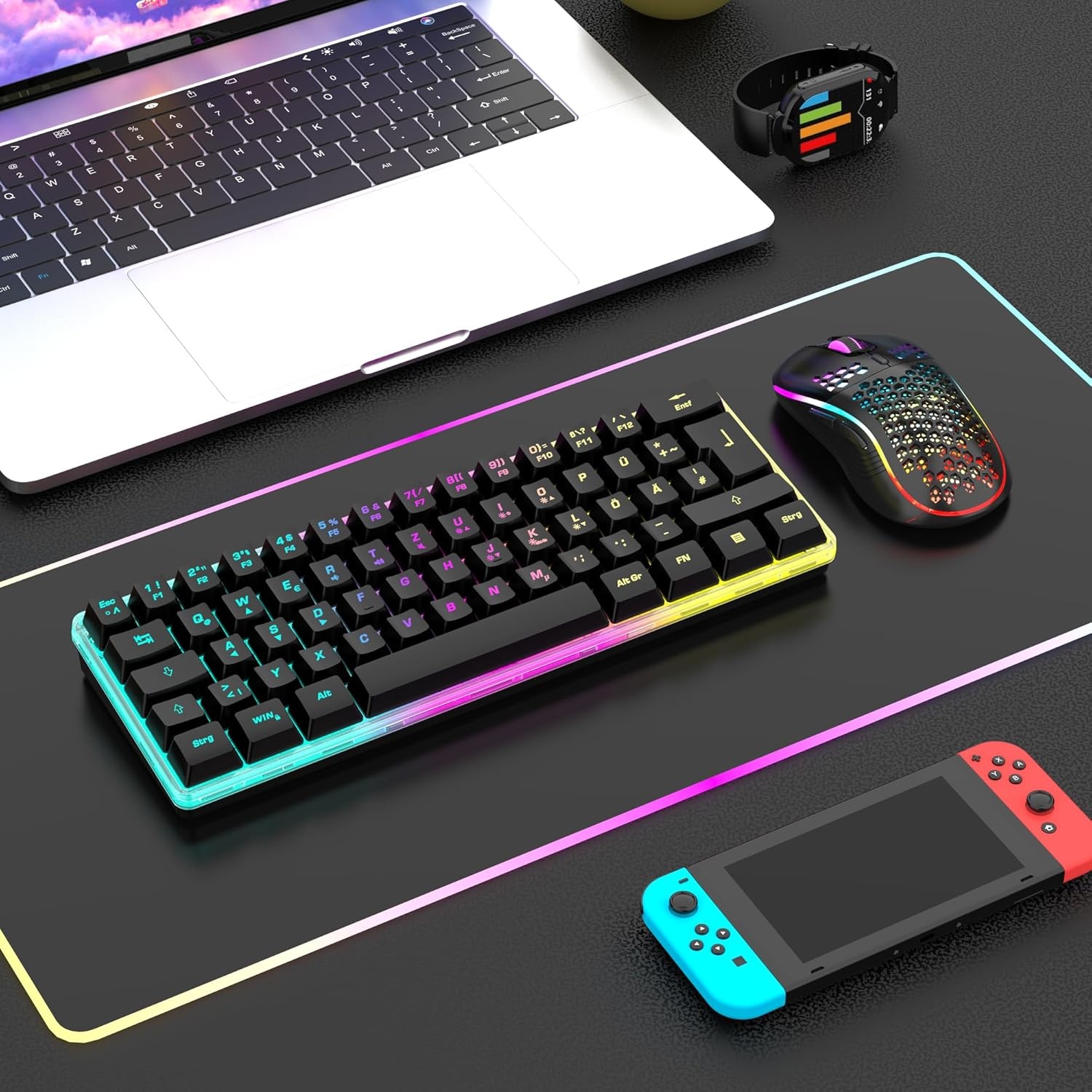 Draadloos Gaming Toetsenbord & Muis Set: 60% QWERTZ, RGB, 29% Korting!