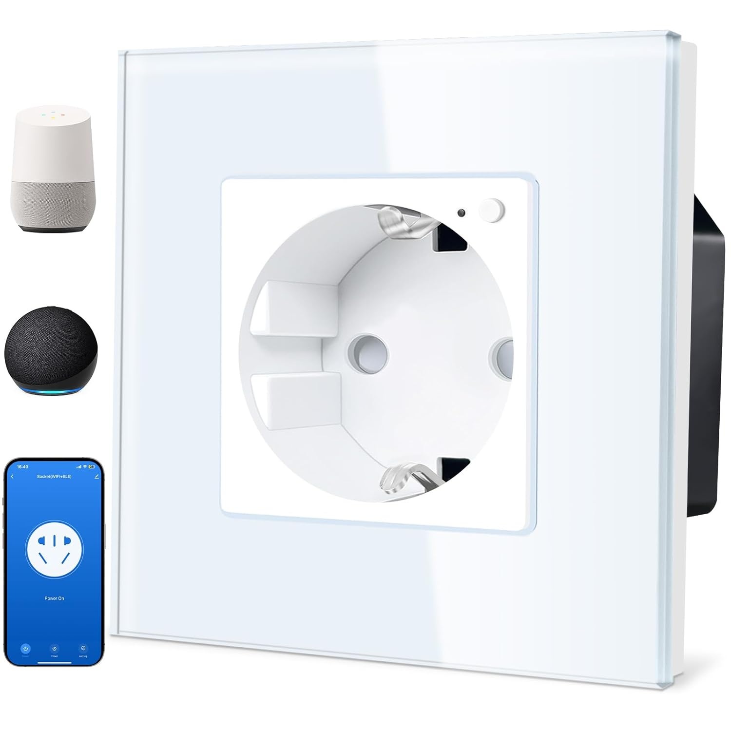 Smart Stopcontact Wit Glas met App & Spraakbesturing (31% korting)
