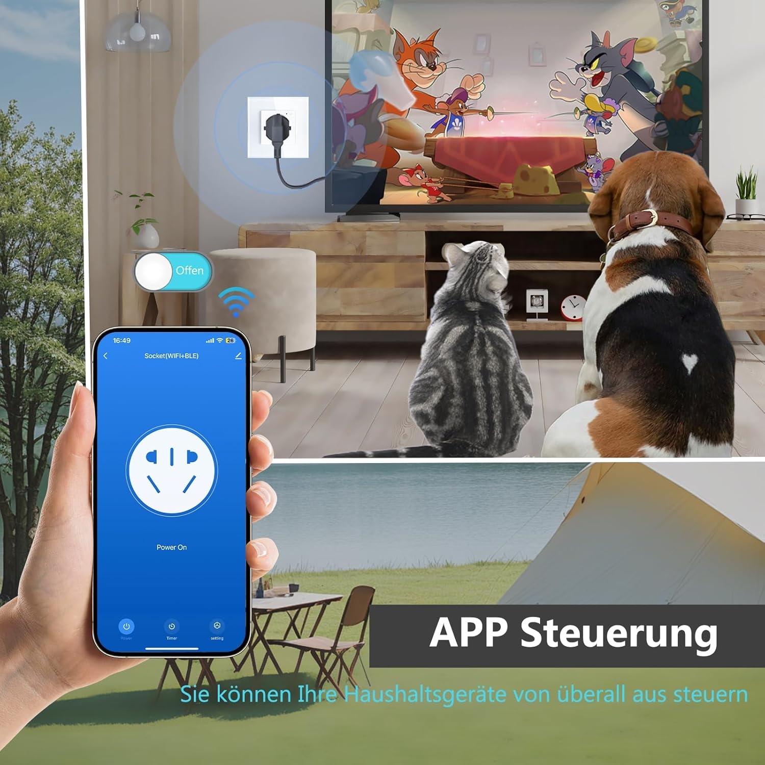Smart Stopcontact Wit Glas met App & Spraakbesturing (31% korting)