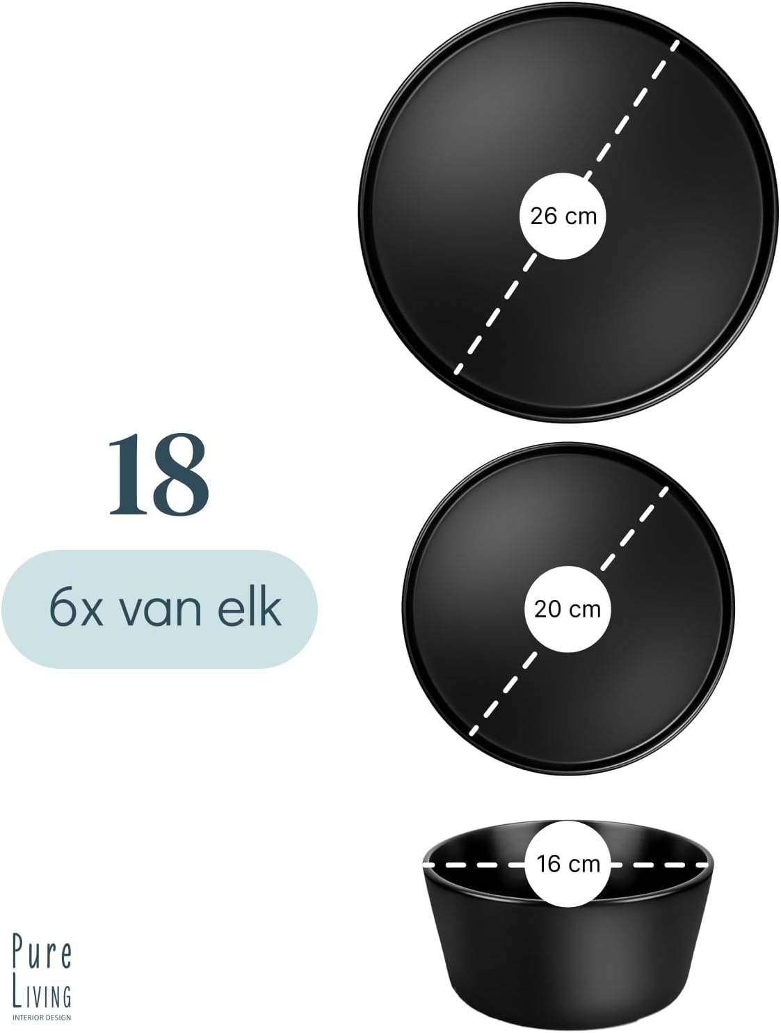 18-delig Zwart Aardewerk Servies - 34% Korting!