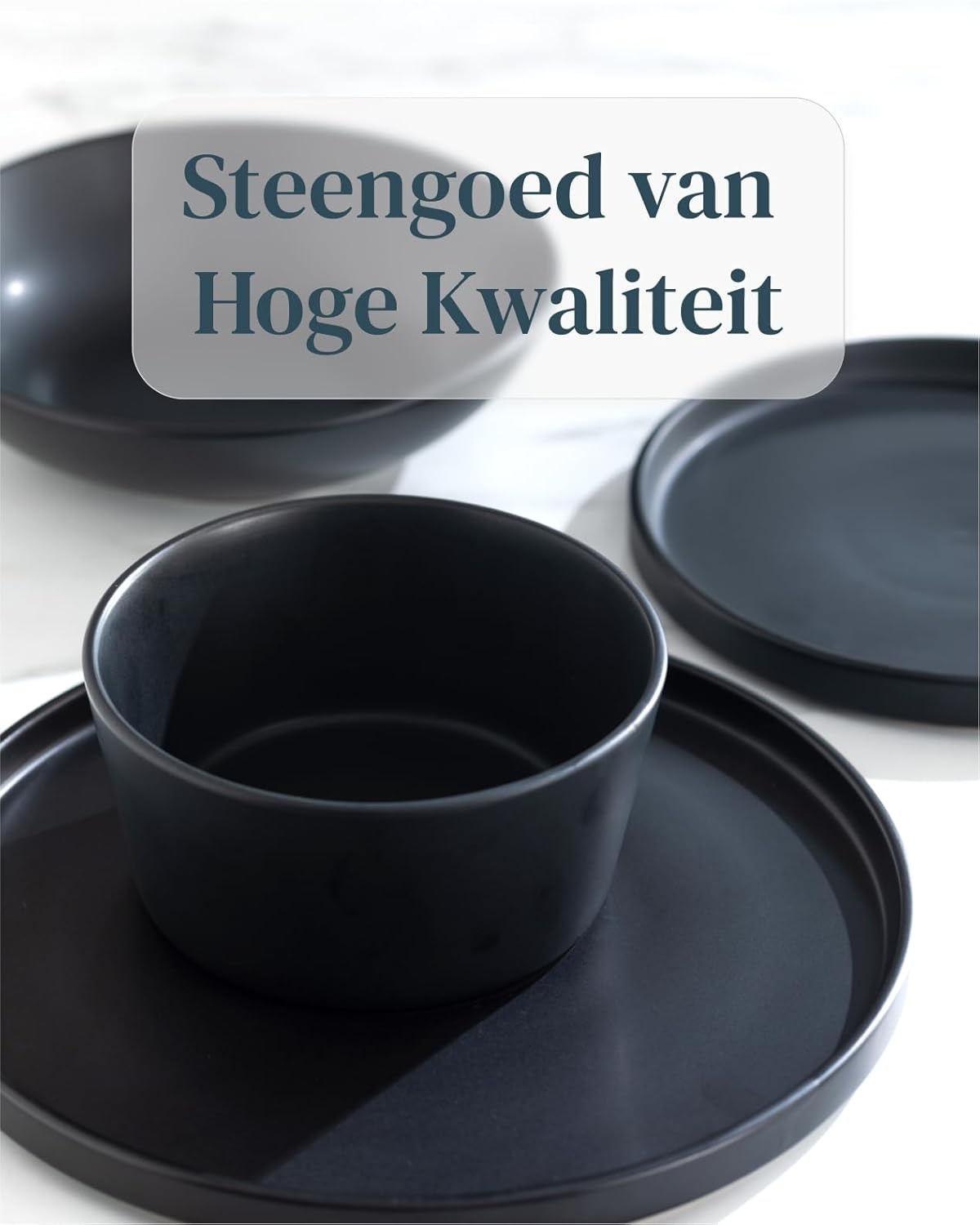 18-delig Zwart Aardewerk Servies - 34% Korting!