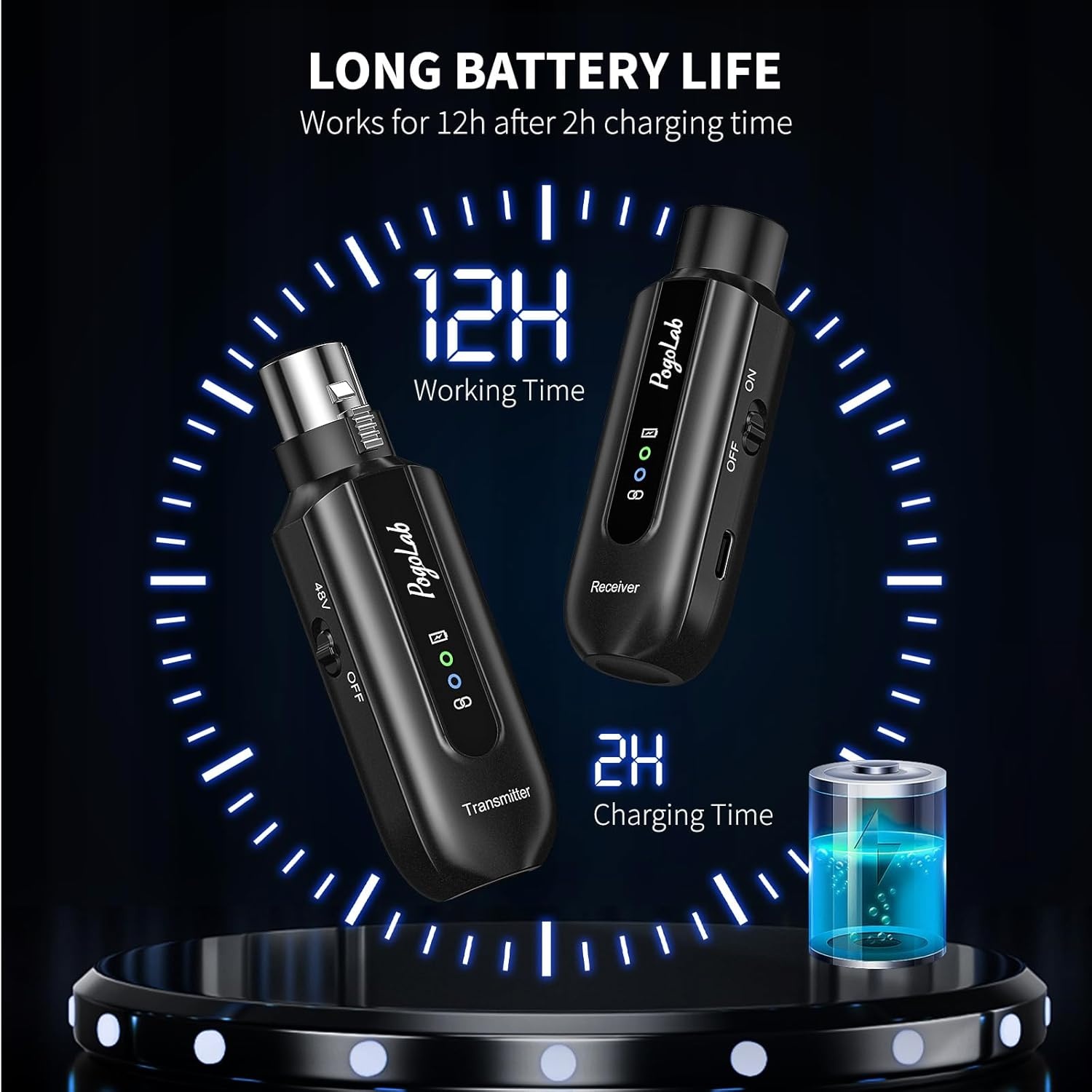 Draadloos XLR Microfoonsysteem met 12u Batterij & 45m Bereik