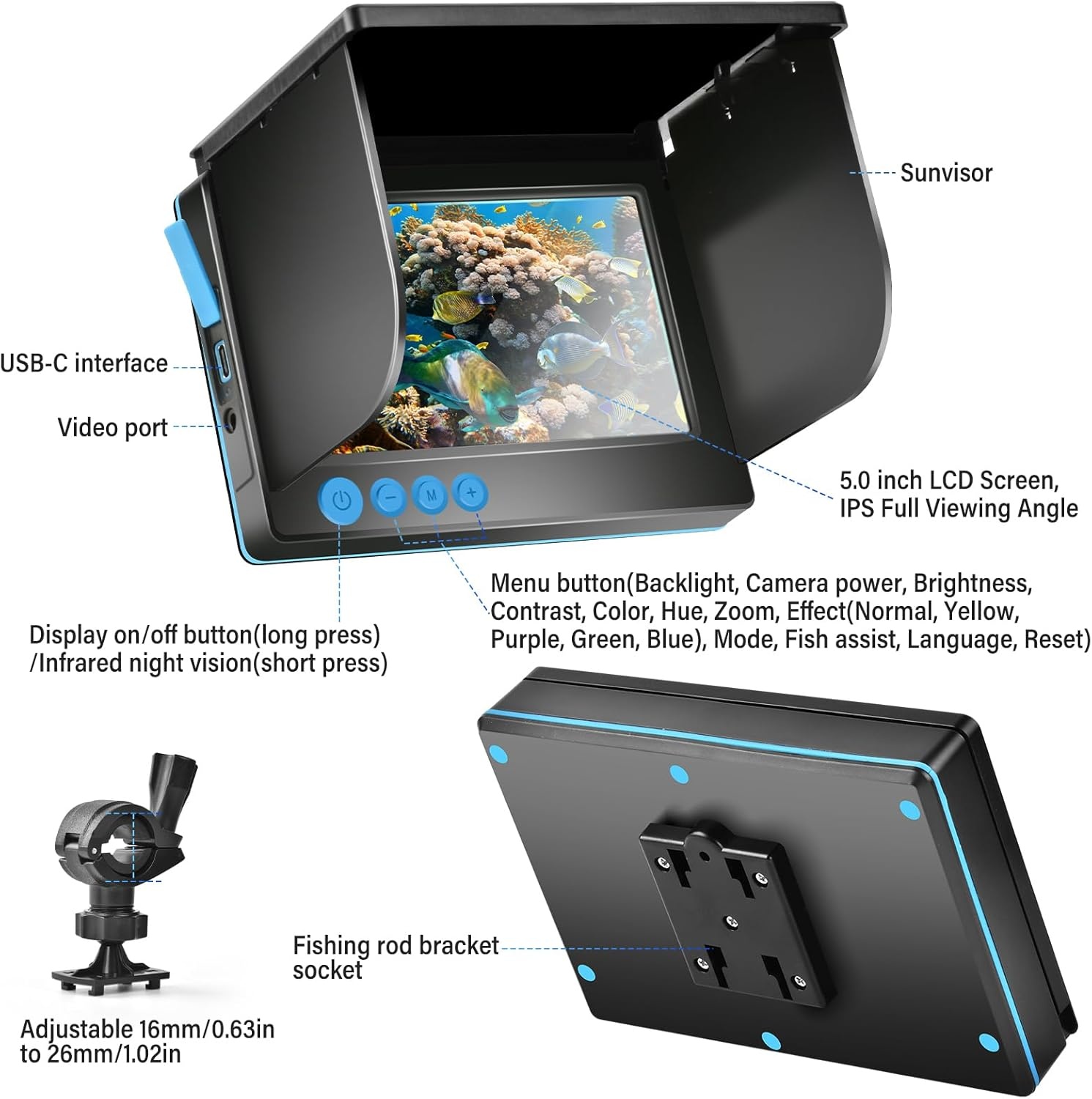 Onderwater Camera Visvinder met 5" IPS Display & Nachtzicht - 54% Korting