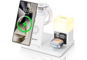 6-in-1 Inductief Laadstation voor Samsung, 15W Snel Laden + Wekker