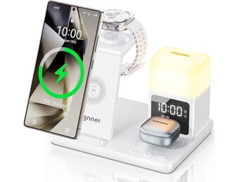 6-in-1 Draadloze Oplader met Wekker | 15W Snel Opladen Samsung