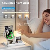 6-in-1 Draadloze Oplader met Wekker | 15W Snel Opladen Samsung