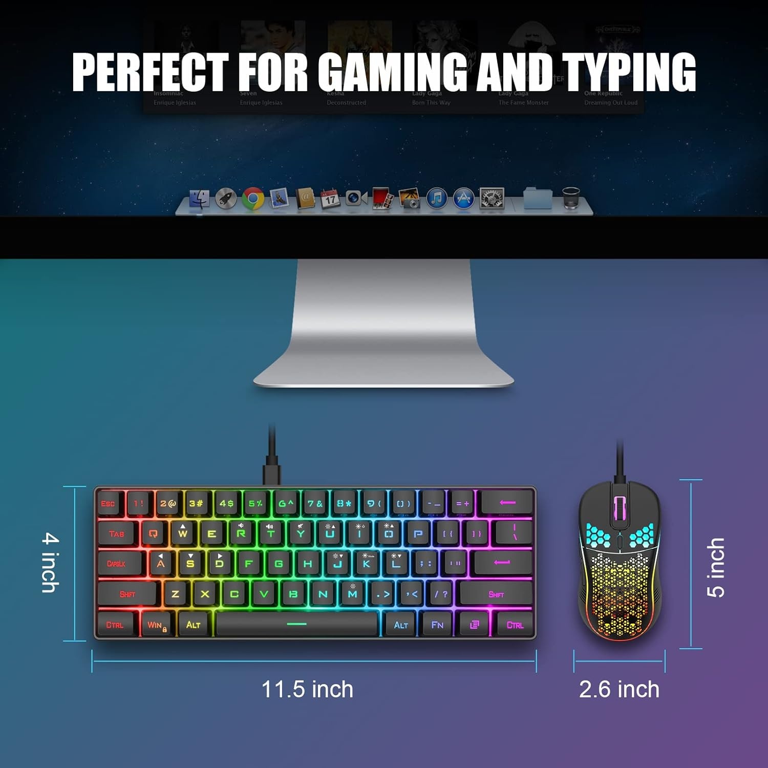 Gaming Toetsenbord & Muis Set: 60% QWERTZ RGB Mechanisch met 7200 DPI Muis (34% Korting!)