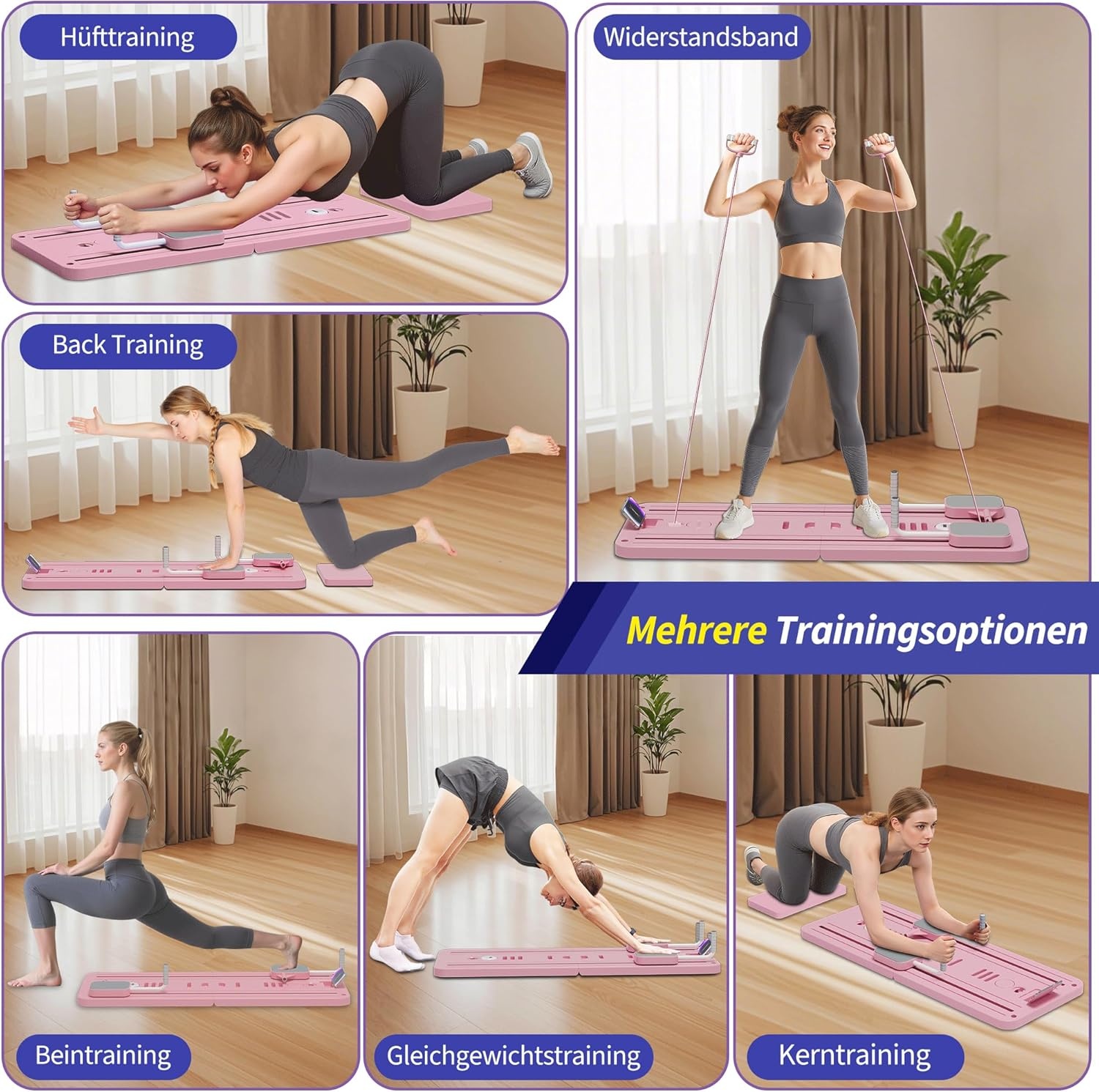Pilates Reformer Board 5-in-1 Roze - 57% Korting
