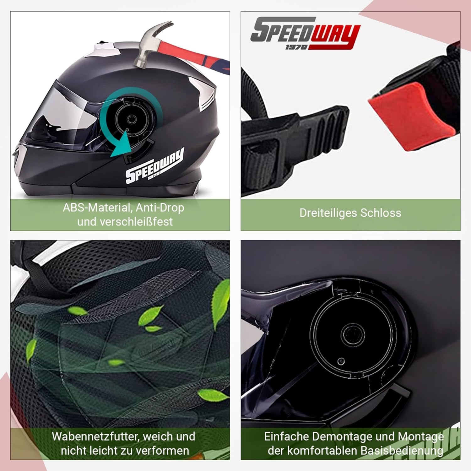 Modulaire Motorhelm Osma - Zwart-Mat Wit | Dubbel Vizier | 34% Korting