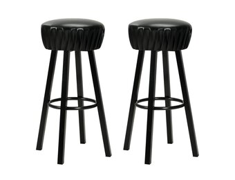 2 Zwarte Kunstleren Barstoelen - Industriële Stijl