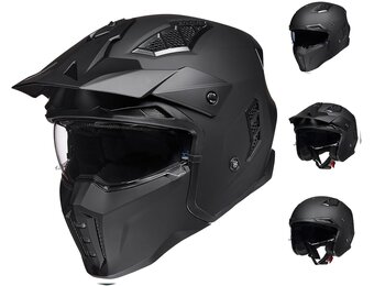 Retro Motorhelm Z302 Mat Zwart 2XL | 35% Korting