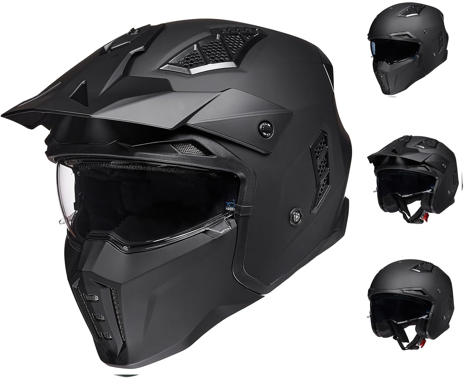 Retro Motorhelm Z302 Mat Zwart 2XL | 35% Korting