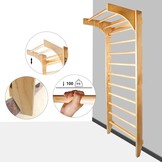 Houten Gymnastiek Wandrek met Optrekstang | 220x80cm | Grenenhout