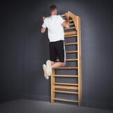 Houten Gymnastiek Wandrek met Optrekstang | 220x80cm | Grenenhout