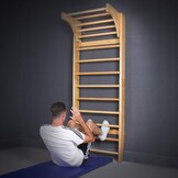 Houten Gymnastiek Wandrek met Optrekstang | 220x80cm | Grenenhout