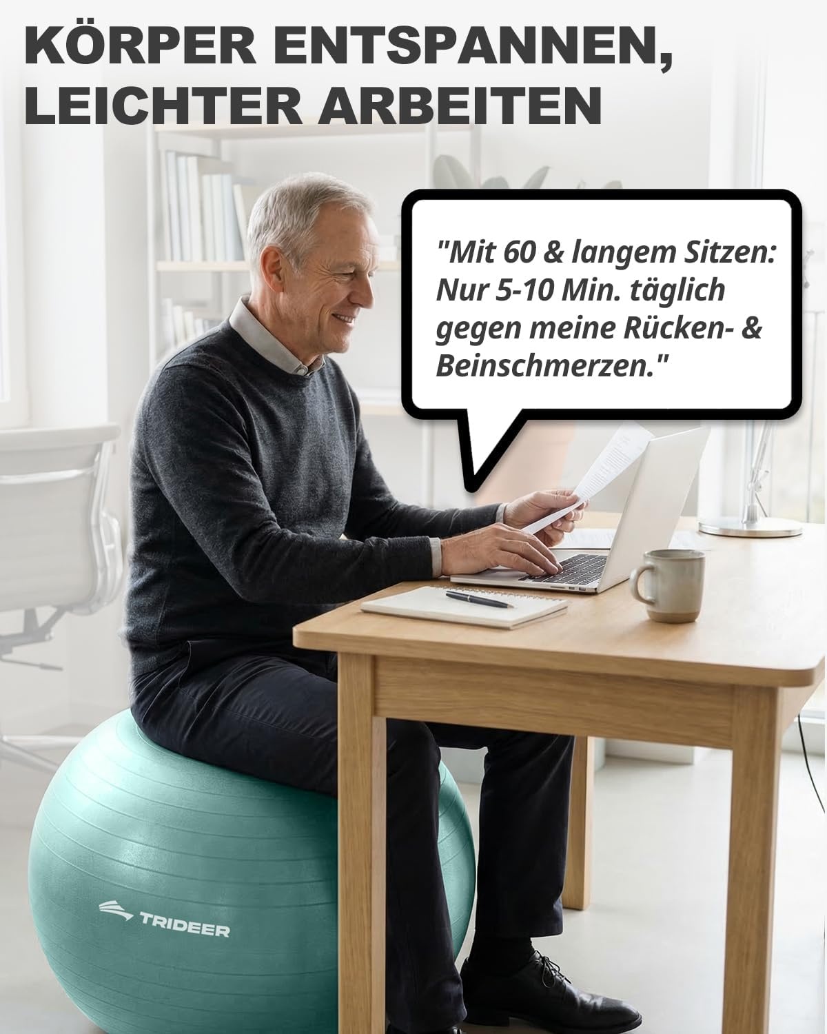 Fitnessbal Groen 65cm - Anti-Burst met 55% Korting!