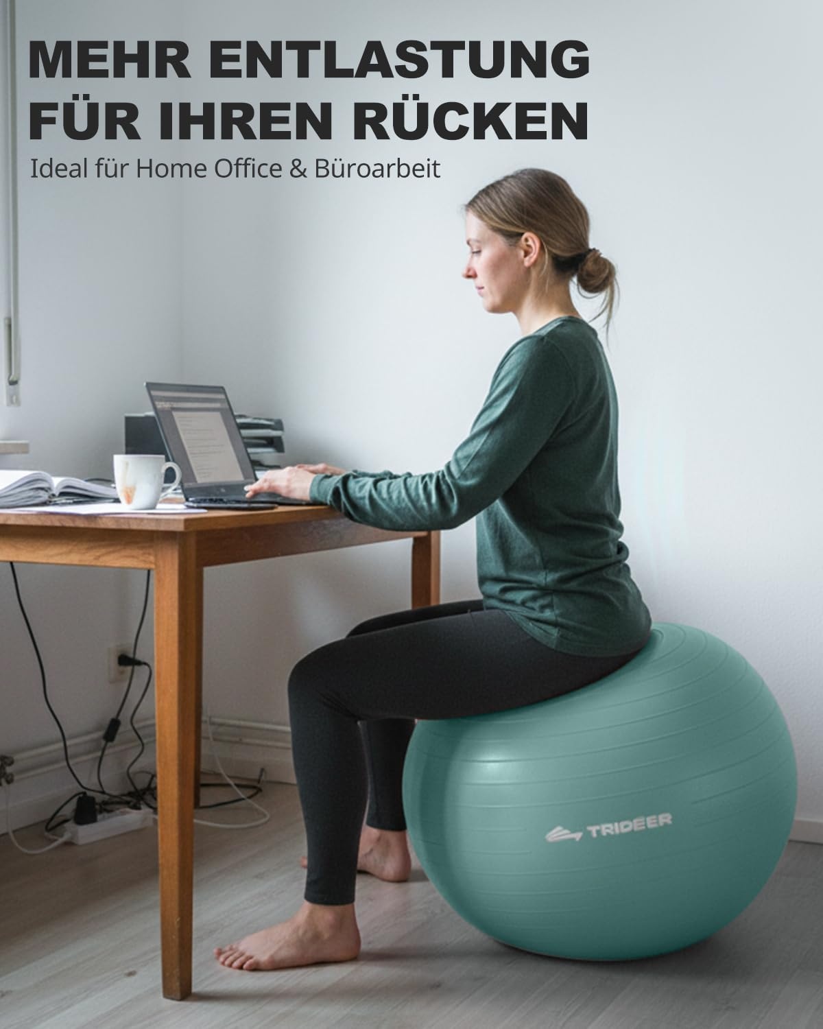 Fitnessbal Groen 65cm - Anti-Burst met 55% Korting!