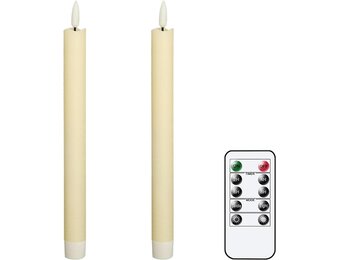 Vlamloze LED Staafkaarsen (2 stuks) - Echt Was - 25cm Ivoor - met Afstandsbediening