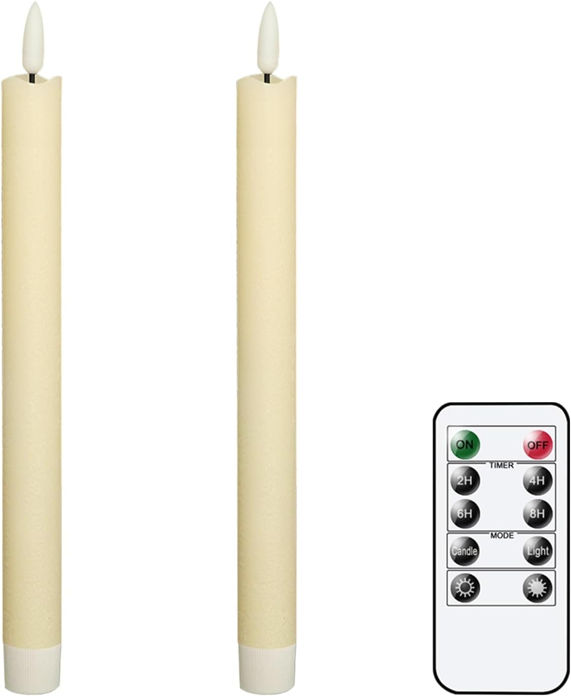 Vlamloze LED Staafkaarsen (2 stuks) - Echt Was - 25cm Ivoor - met Afstandsbediening