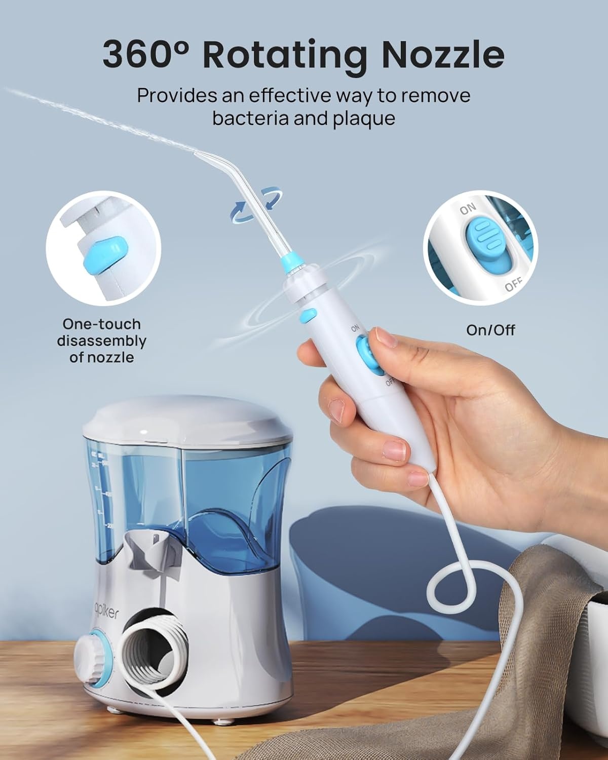 Elektrische Waterflosser 600ml Tank, 10 Drukstanden (Wit) - 34% Korting!