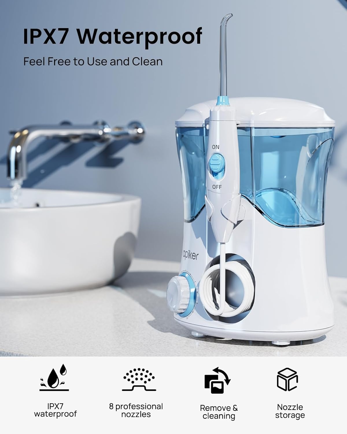Elektrische Waterflosser 600ml Tank, 10 Drukstanden (Wit) - 34% Korting!