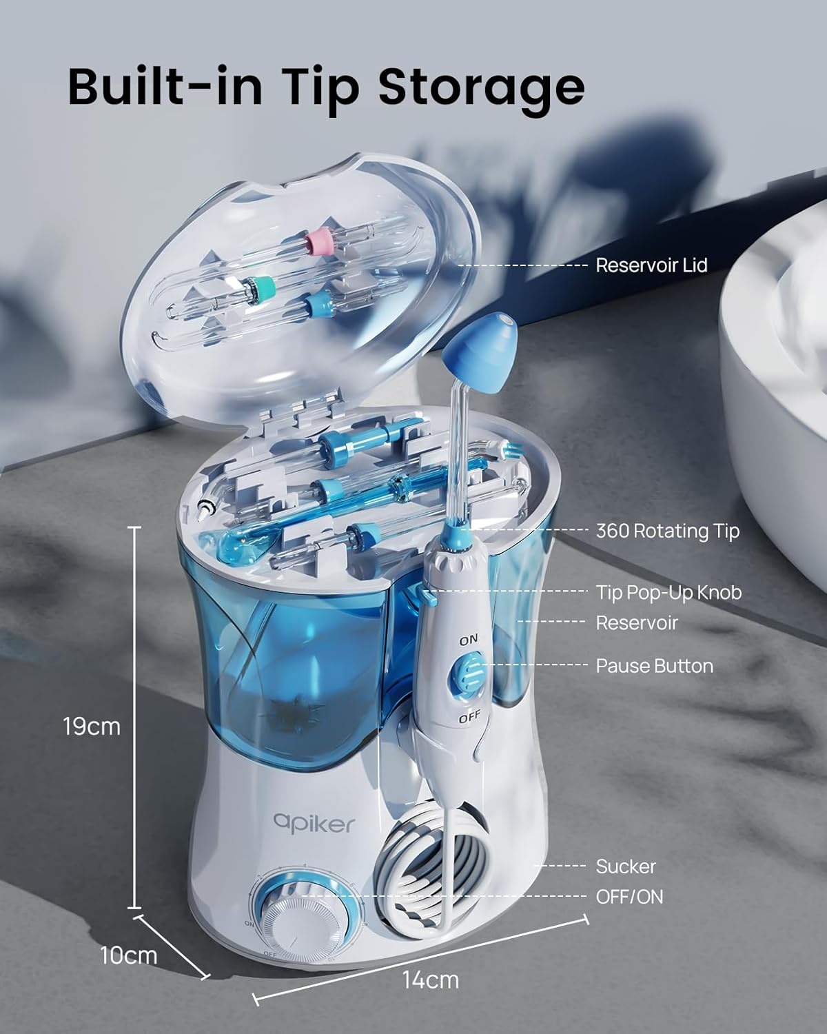 Elektrische Waterflosser 600ml Tank, 10 Drukstanden (Wit) - 34% Korting!