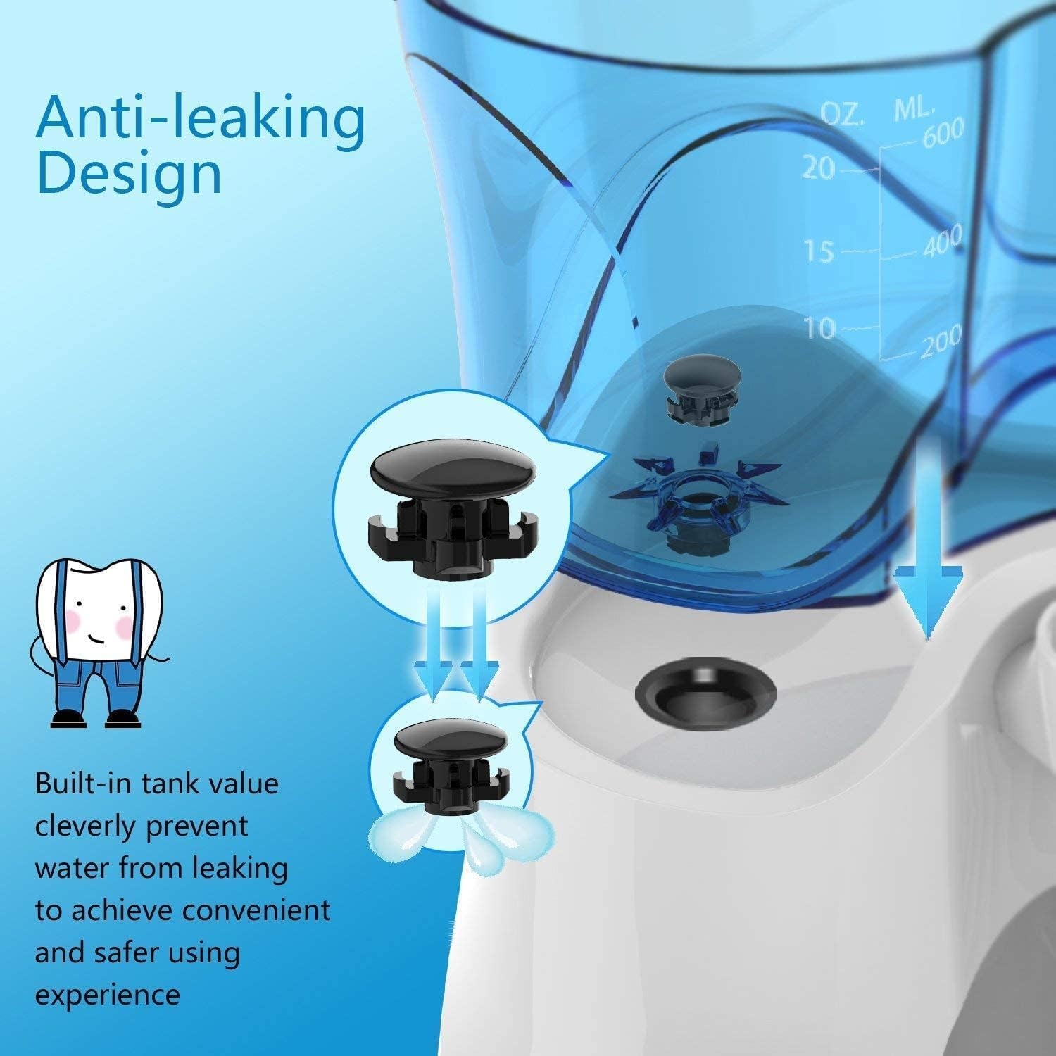 Elektrische Waterflosser 600ml Tank, 10 Drukstanden (Wit) - 34% Korting!