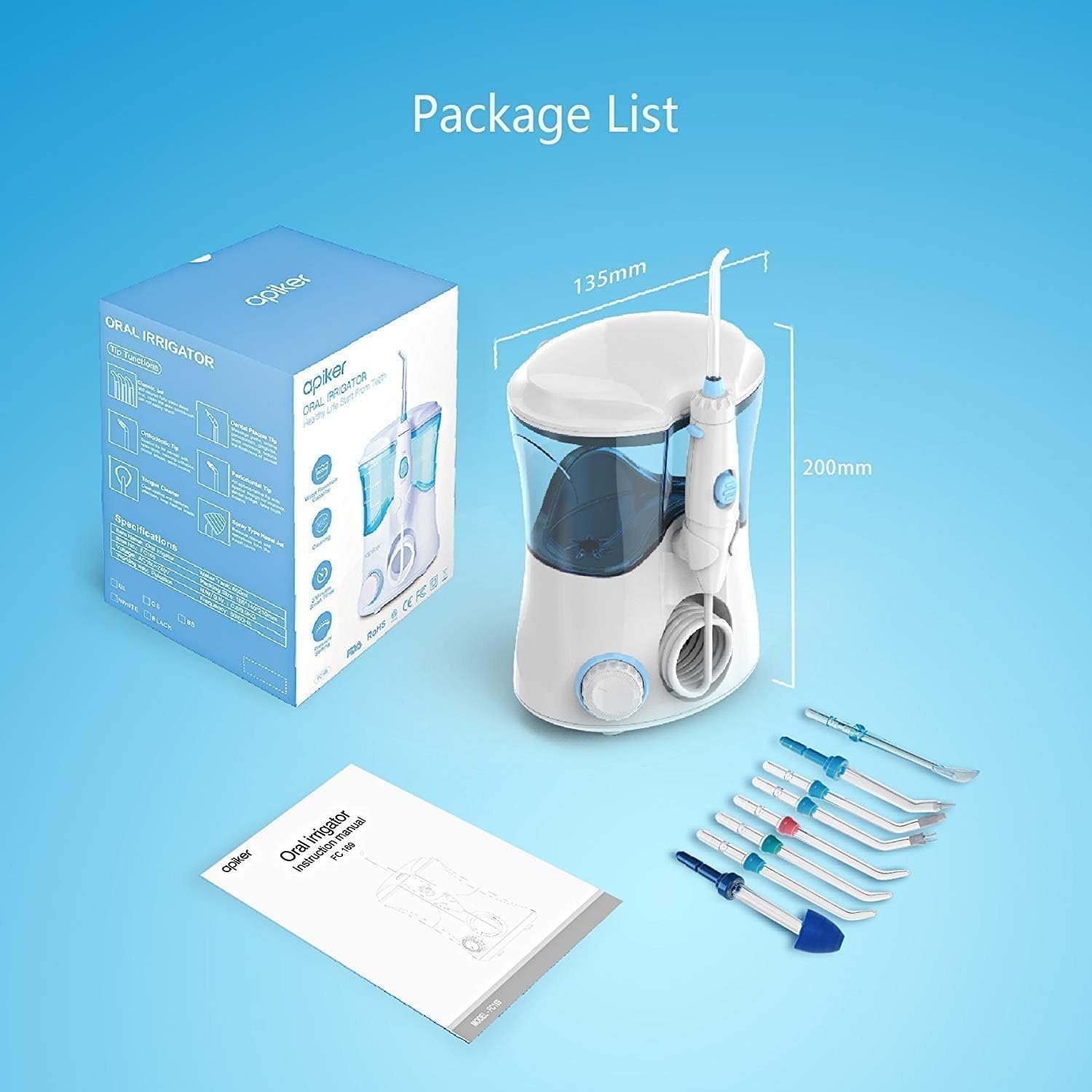 Elektrische Waterflosser 600ml Tank, 10 Drukstanden (Wit) - 34% Korting!