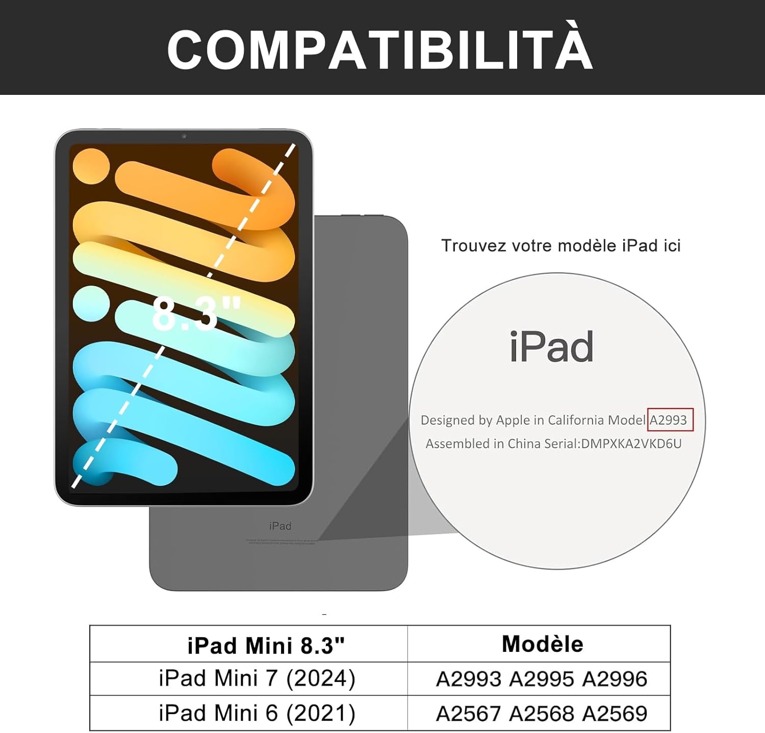 iPad Mini 7 (2024) Toetsenbordhoes Zwart AZERTY - 75% Korting