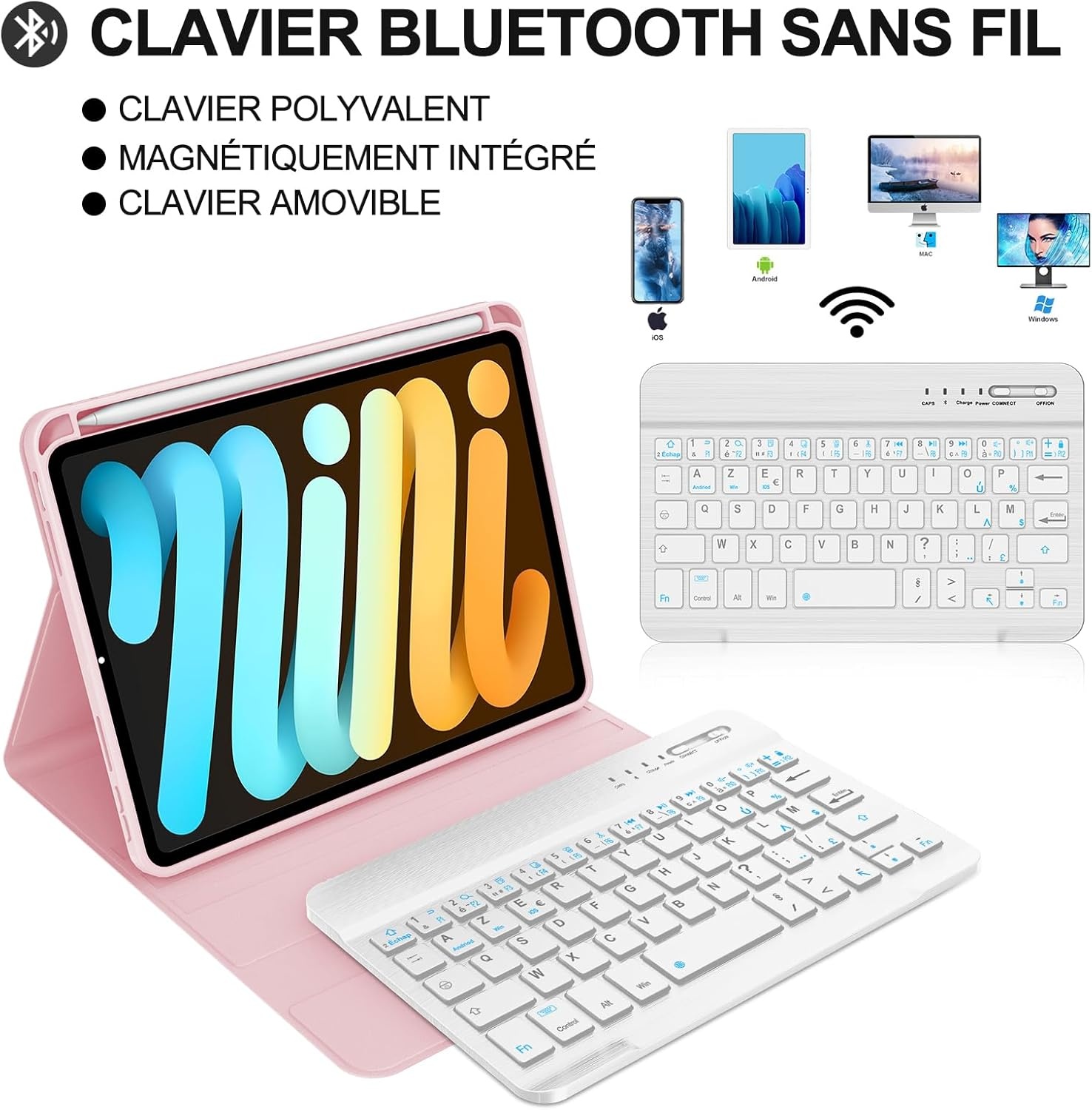 iPad Mini 7 (2024) Toetsenbordhoes Zwart AZERTY - 75% Korting