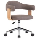 Draaibare Kantoorstoel - Gebogen Hout & Stof Taupe - 34% Korting!