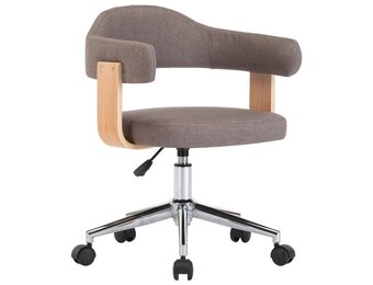 Draaibare Kantoorstoel - Gebogen Hout & Stof Taupe - 34% Korting!
