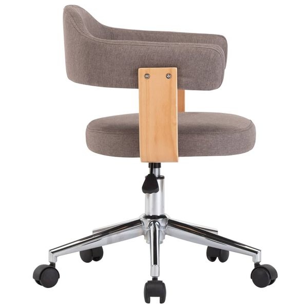 Draaibare Kantoorstoel - Gebogen Hout & Stof Taupe - 34% Korting!