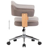 Draaibare Kantoorstoel - Gebogen Hout & Stof Taupe - 34% Korting!