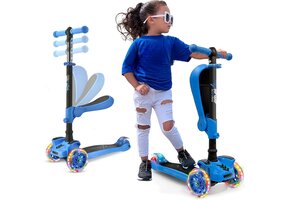 Kinderstep 3-wiel Blauw met LED-wielen, Opvouwbaar & Verstelbaar (29% korting)