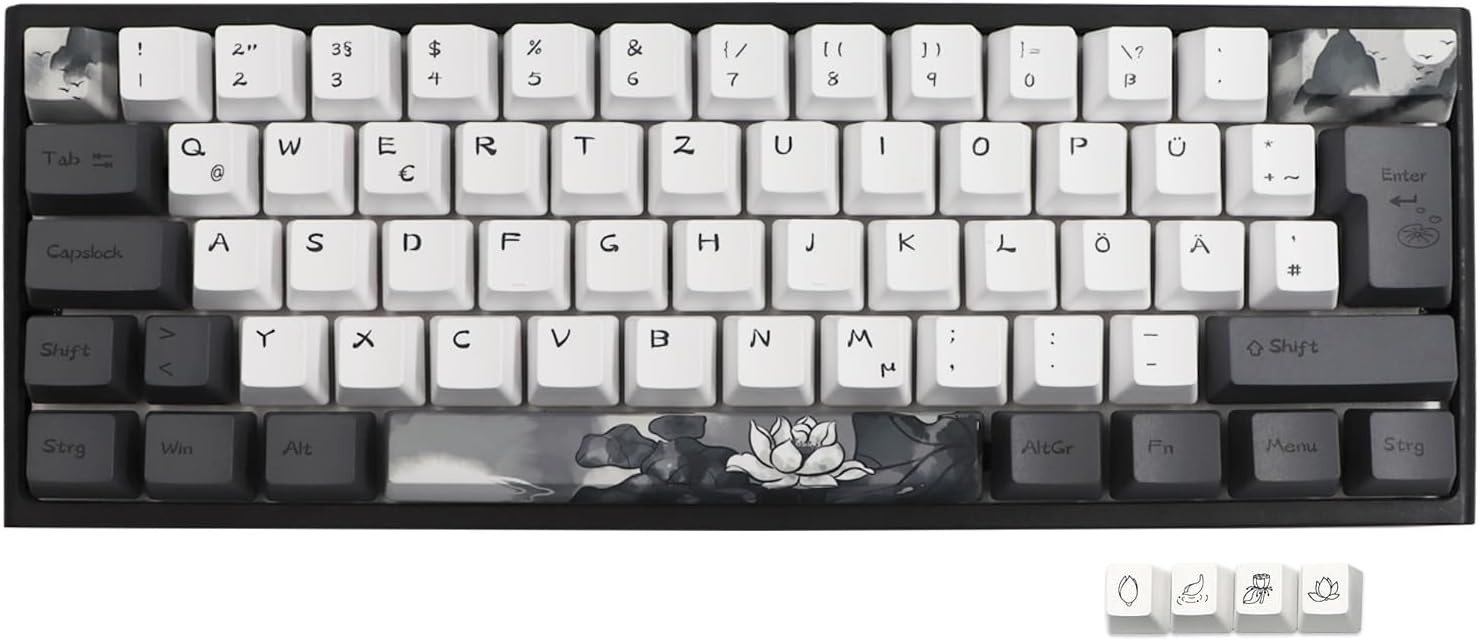 140 Keycaps Duits PBT OEM Inkt Lotus Design (34% Korting)