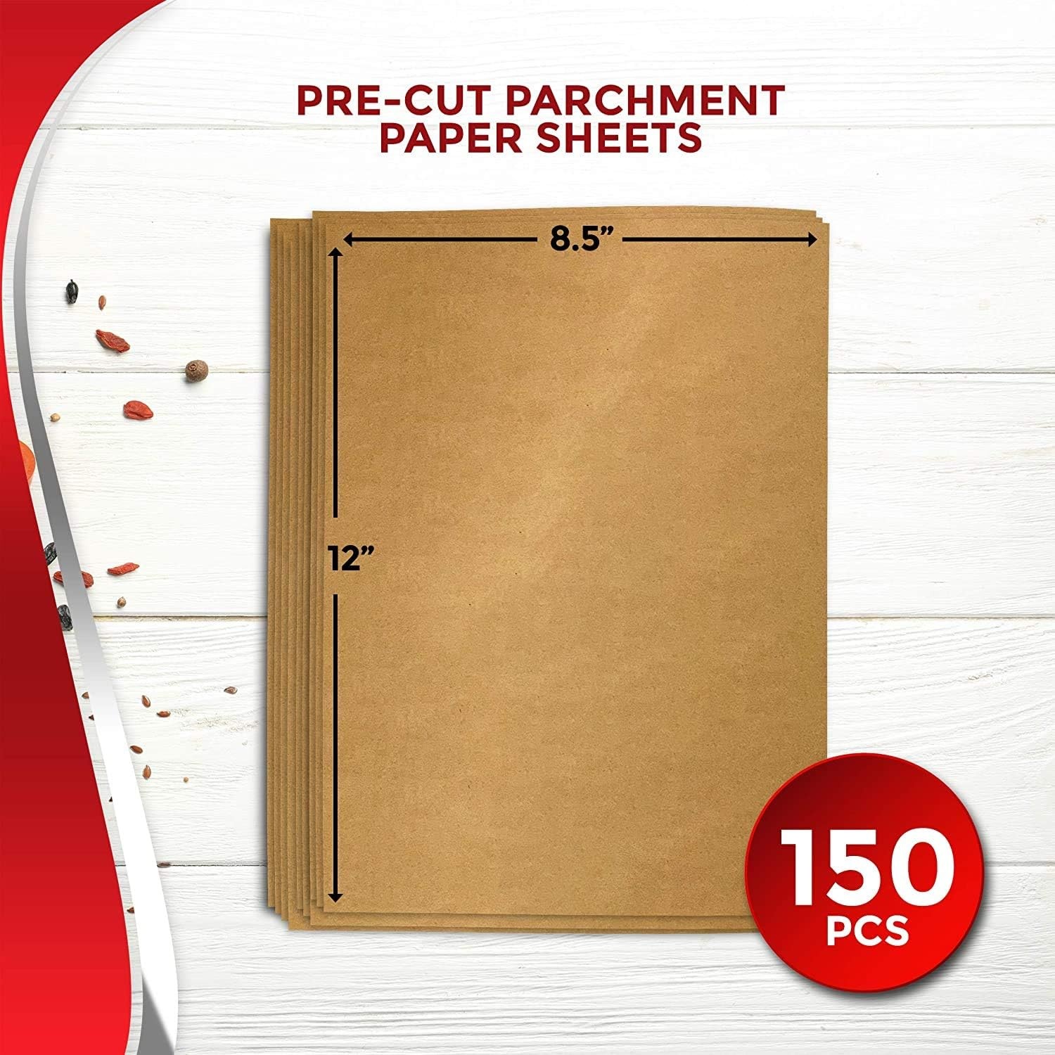 150 Vellen Bakpapier 21,6x30,5 cm - Ongebleekt & Antiaanbak - 26% Korting