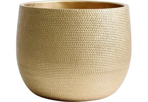 Handgemaakte Gouden Keramische Plantenpot (25cm) met Patroon - Binnen & Buiten