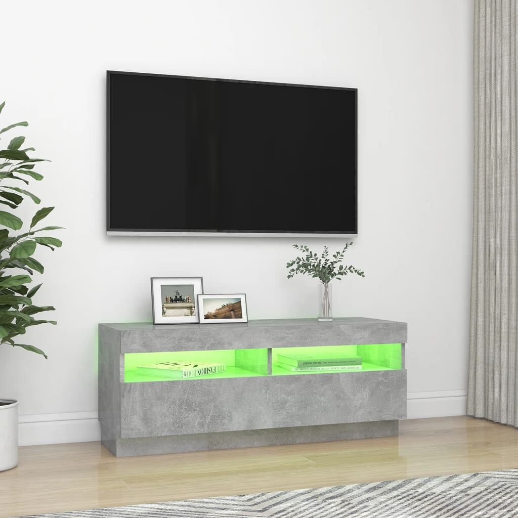 Betaalbaar TV-meubel met LED: 100x35x40cm Betongrijs (34% Korting)