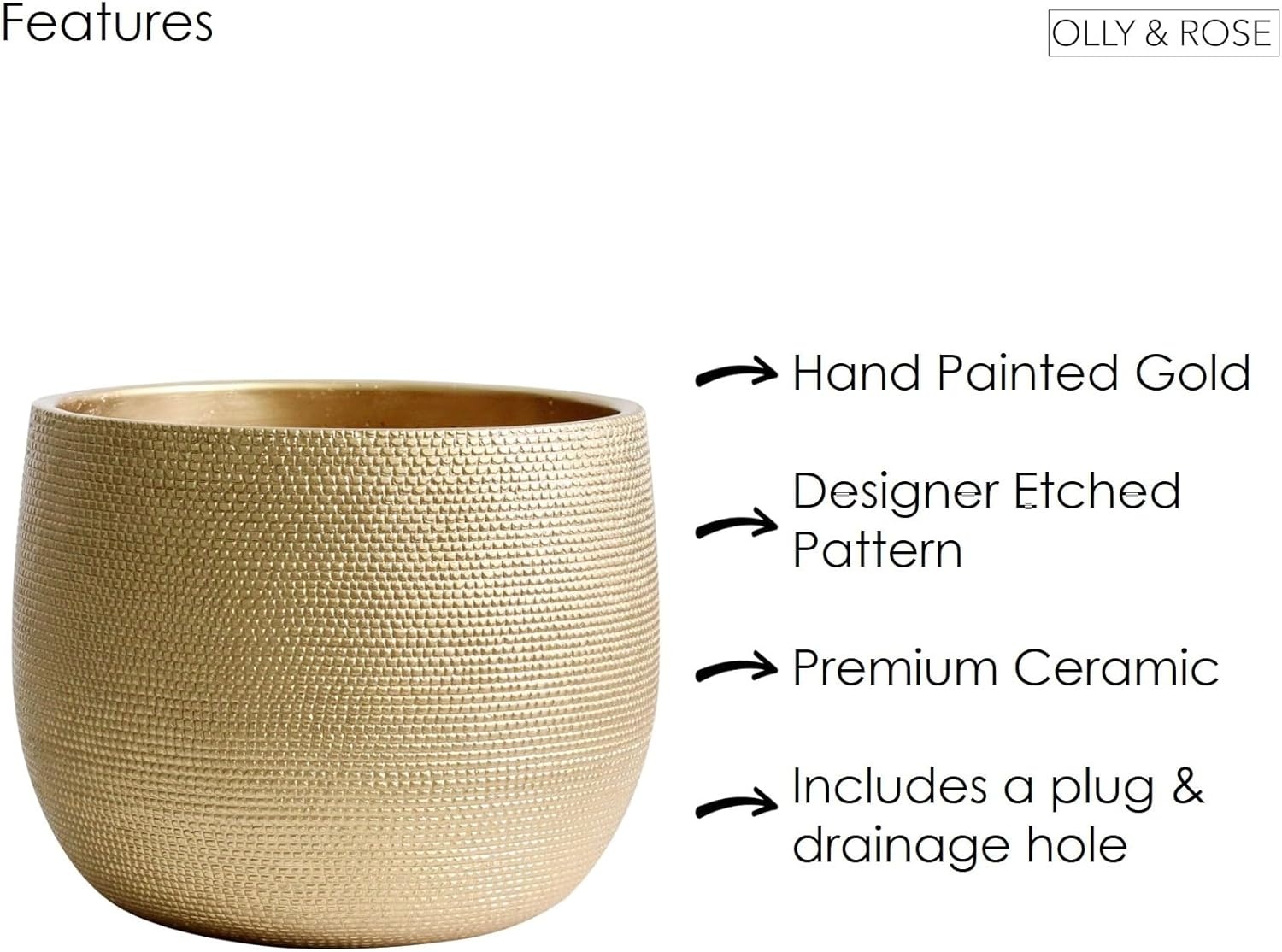 Handgemaakte Keramische Plantenpot Goud 25cm Barcelona - 34% Korting