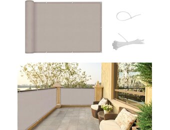 Balkonscherm Taupe 100x800cm - Waterdicht & UV-bescherming - 52% Korting!