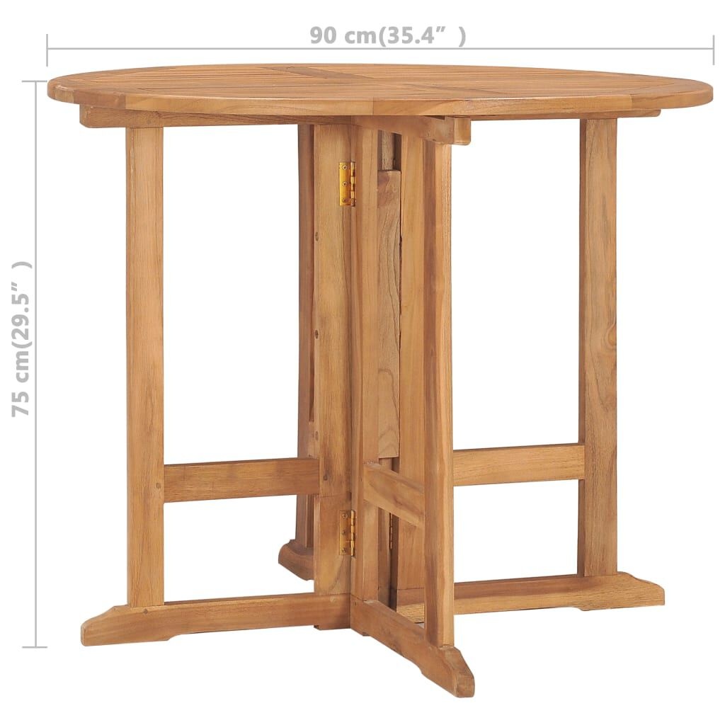 vidaXL Inklapbare Tuintafel Ø 90x75 cm Massief Teakhout - 35% Korting