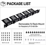 1U Rackmount 19" voor Raspberry Pi 5/4B/3B+ - Zwart, Metaal (34% Korting)