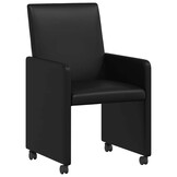 Set van 2 Zwarte Eetstoelen met Wielen (35% Korting)